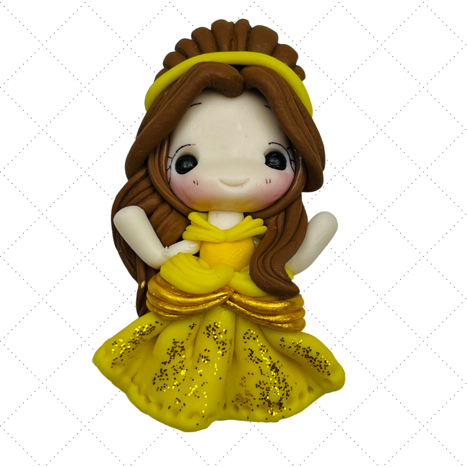 BL12: Clay Doll Polymer Clay Princess Belle Inspired Bow Center