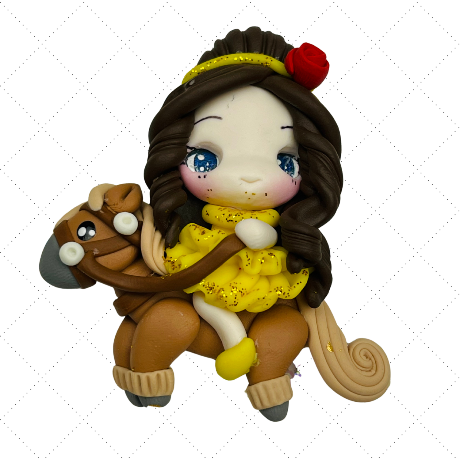 BL13: Clay Doll Polymer Clay Princess Belle Inspired Bow Center