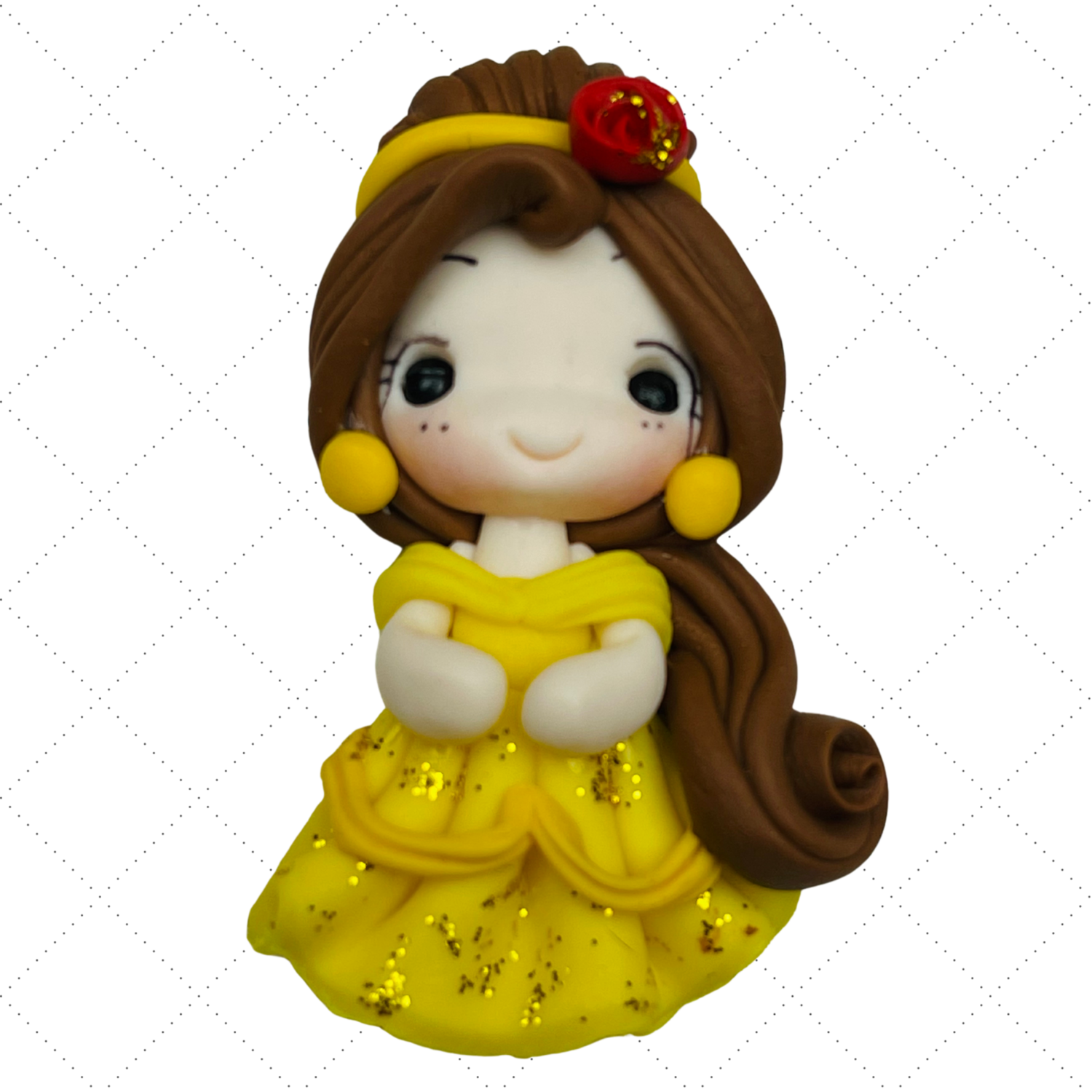 BL14: Clay Doll Polymer Clay Princess Belle Inspired Bow Center