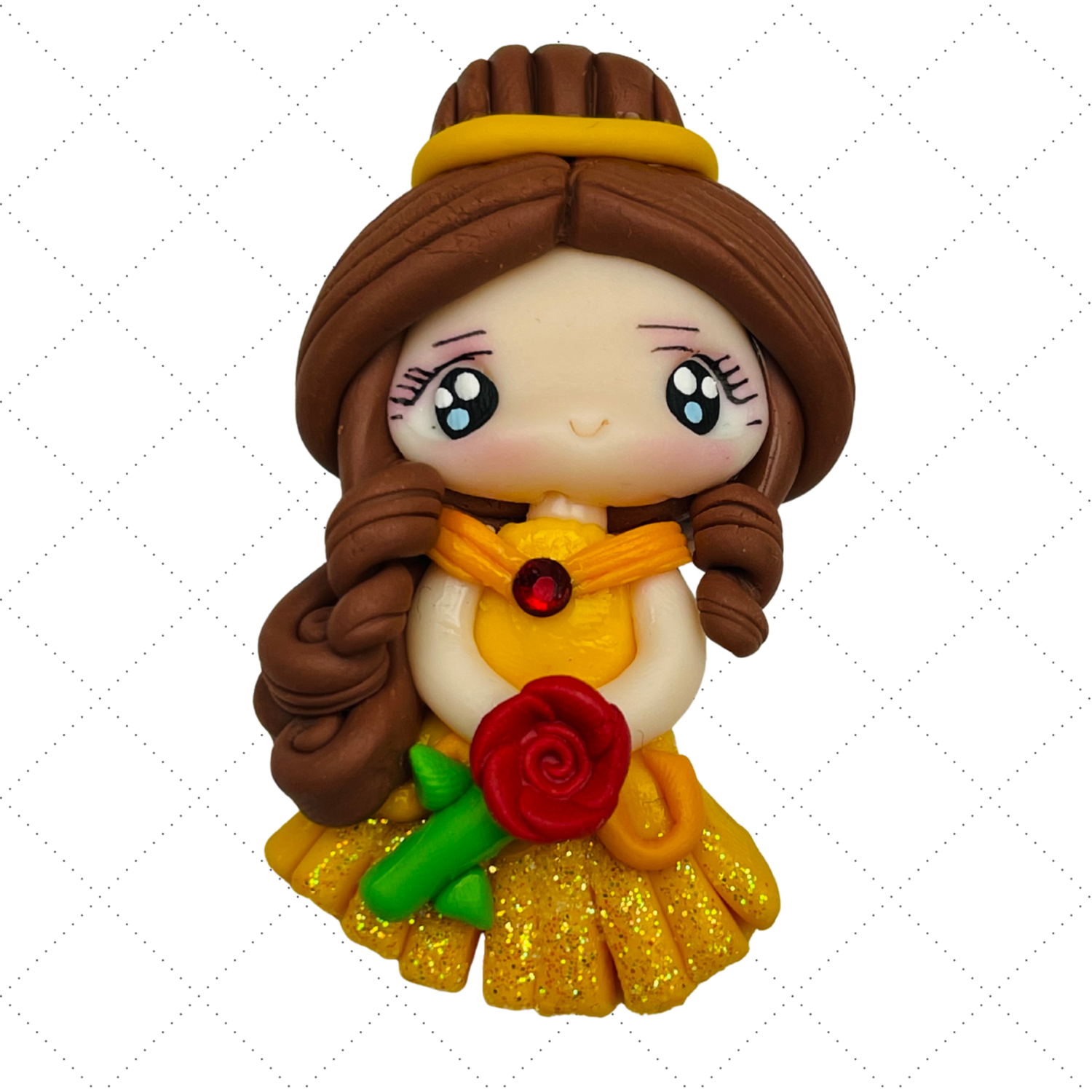 BL15: Clay Doll Polymer Clay Princess Belle Inspired Bow Center