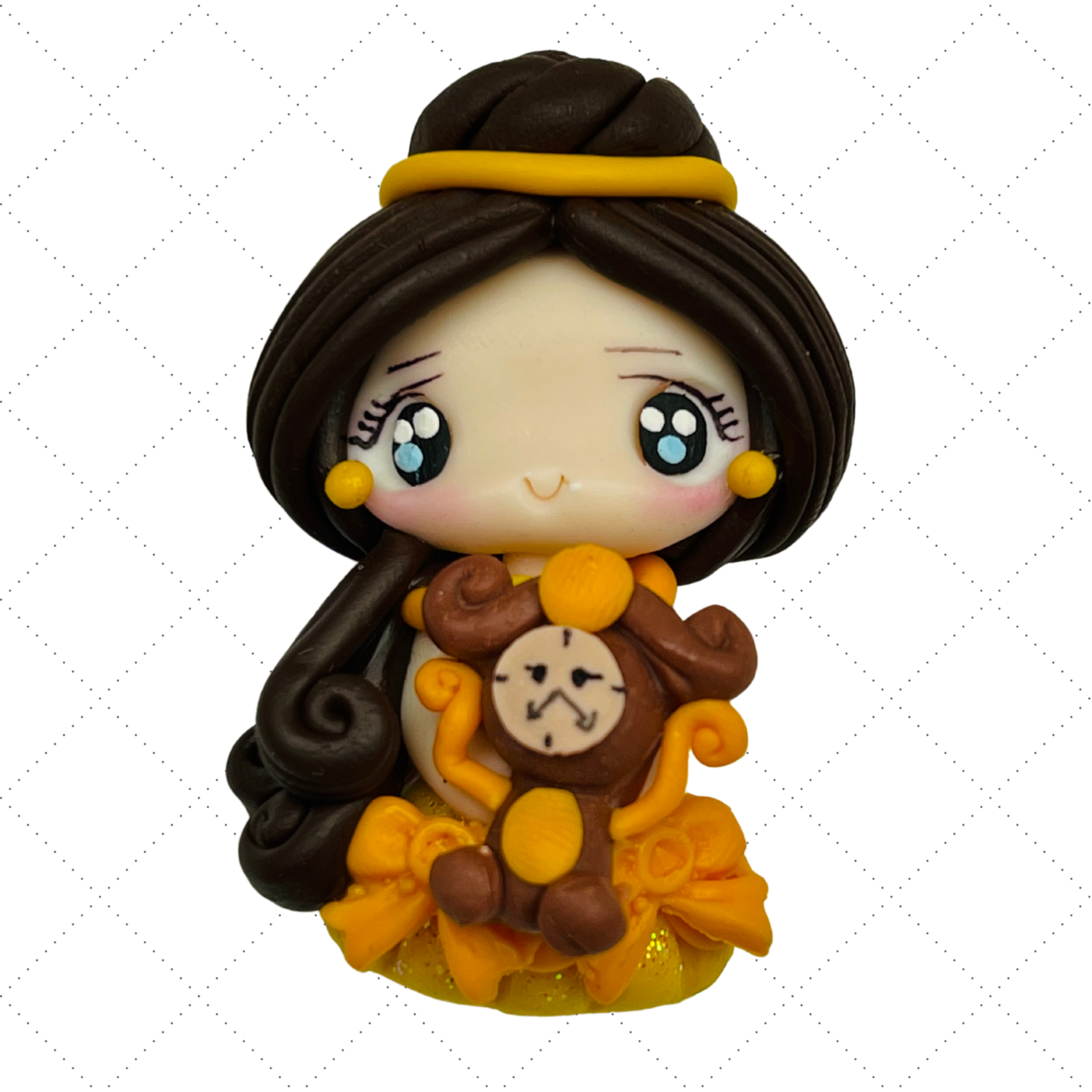 BL16: Clay Doll Polymer Clay Princess Belle Inspired Bow Center