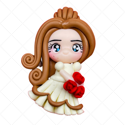 BL32: Clay Doll Polymer Clay Princess Belle Inspired Bow Center