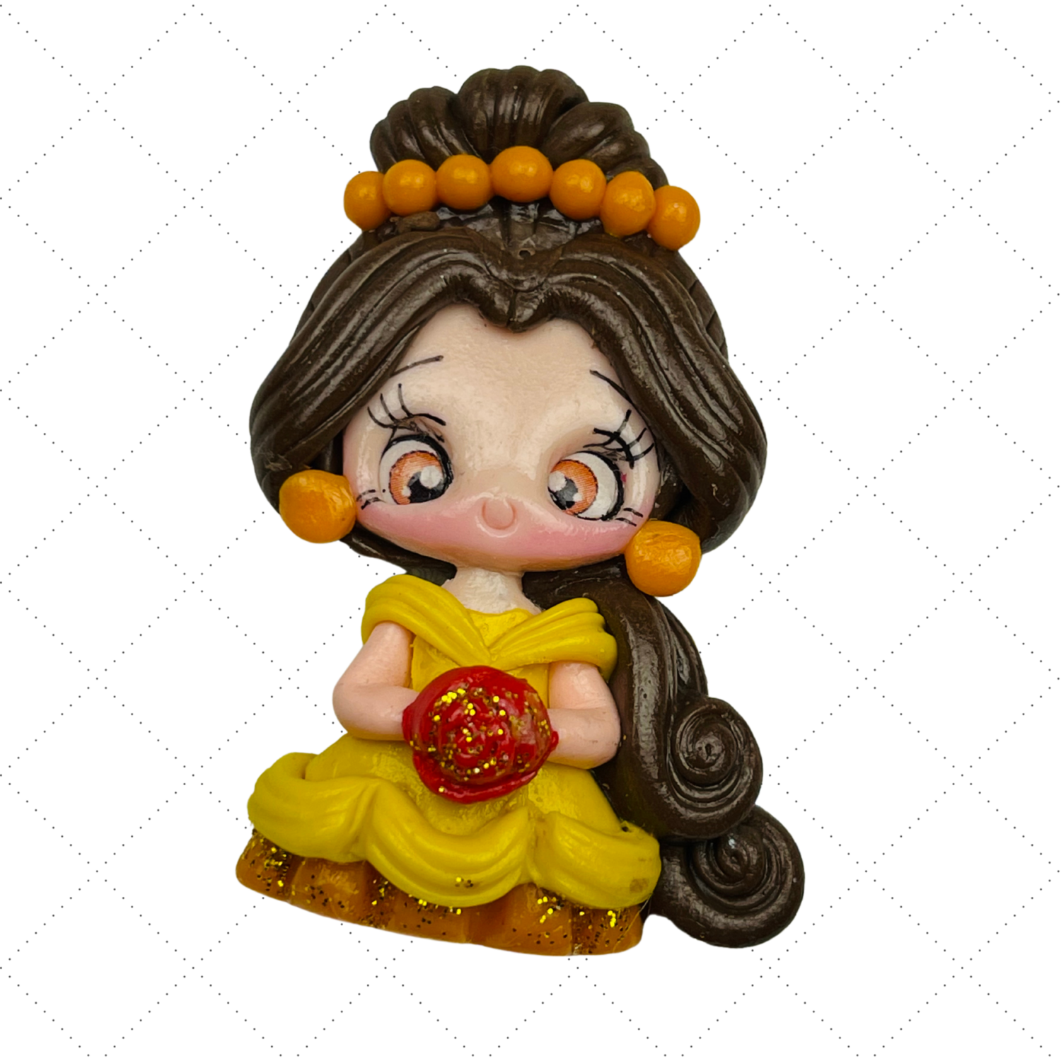 BL29: Clay Doll Polymer Clay Princess Belle Inspired Bow Center