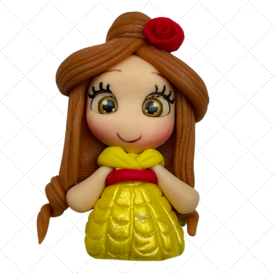 BL34: Clay Doll Polymer Clay Princess Belle Inspired Bow Center