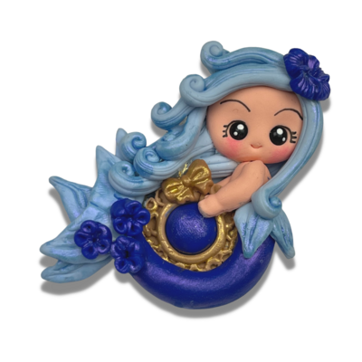 CAM10: Blue Polymer Clay Charm Mermaid