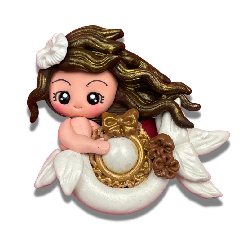 CAM15: White Polymer Clay Charm Mermaid