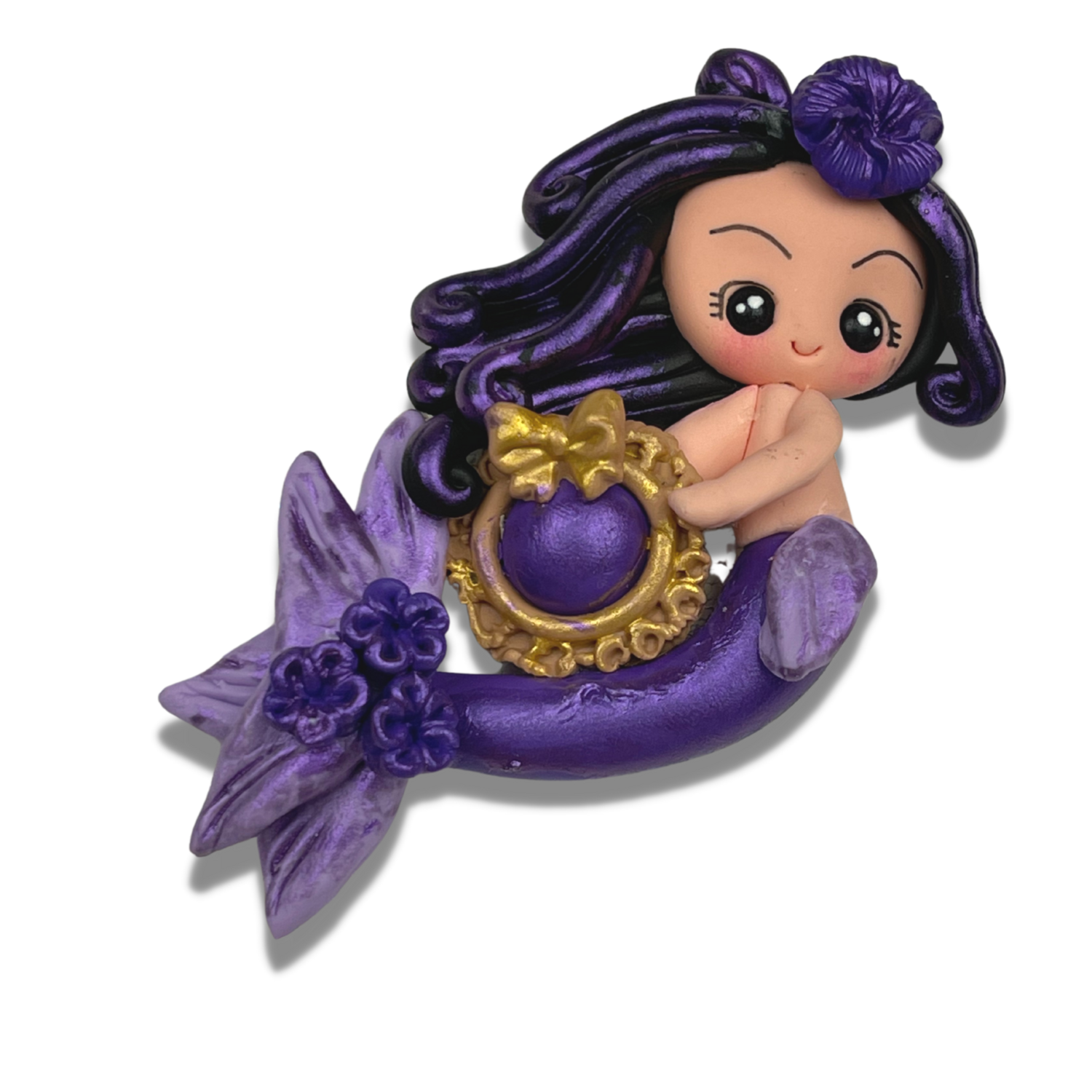 CAM13: Purple Polymer Clay Charm Mermaid