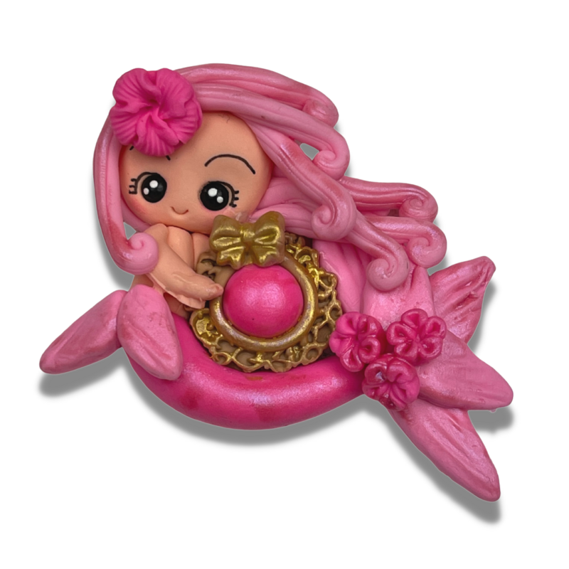 CAM20: Pink Polymer Clay Charm Mermaid
