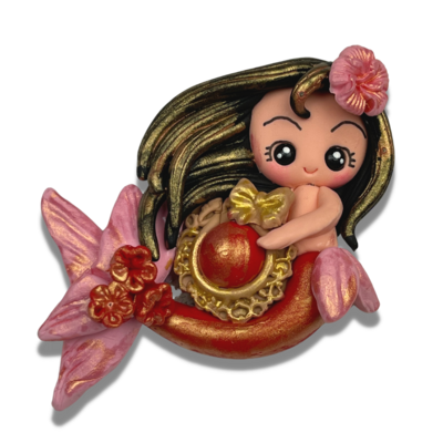 CAM14: Magenta Polymer Clay Charm Mermaid