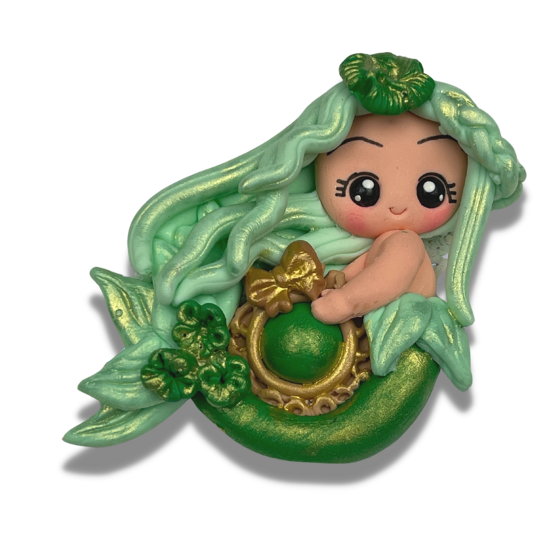 CAM18: Emerald Polymer Clay Charm Mermaid
