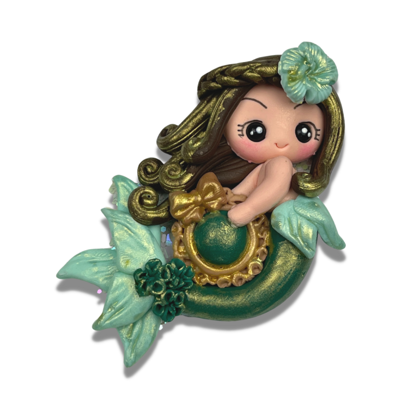 CAM16: Green Polymer Clay Charm Mermaid