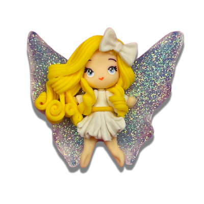 PA18: Yellow Hair Princess Angel Clay Bow Center