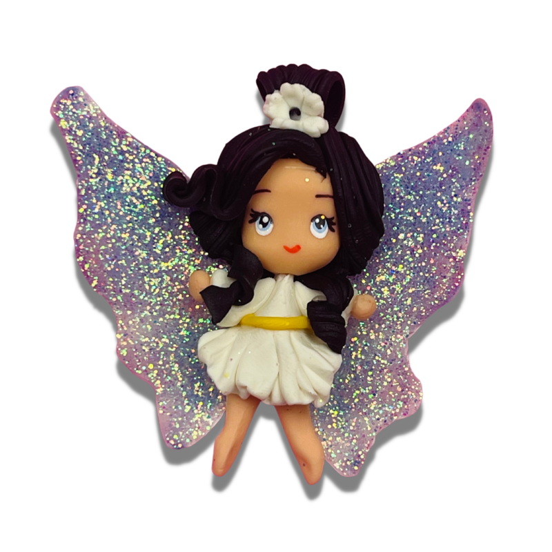 PA17: Dark Hair Princess Angel Clay Bow Center