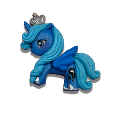 LP10: Blue Little Pony Polymer Clay Bow Centers
