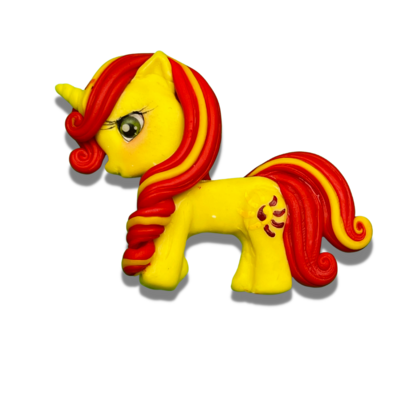 LP17: Yellow &amp; Red Little Pony Polymer Clay Bow Centers