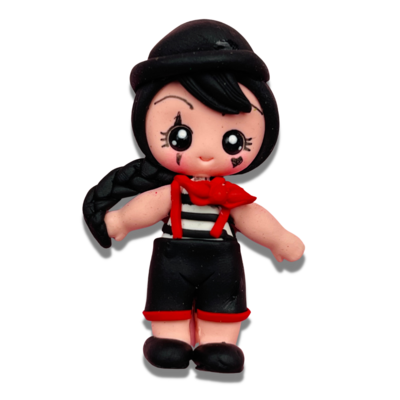 CW18: Mime Clown Polymer Clay Bow Center DIY
