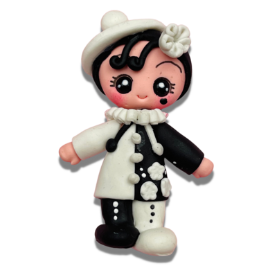 CW20: Black &amp; White Clown Polymer Clay Bow Center DIY
