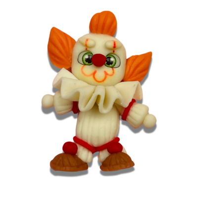 CW15: Orange Hair Clown Polymer Clay Bow Center DIY