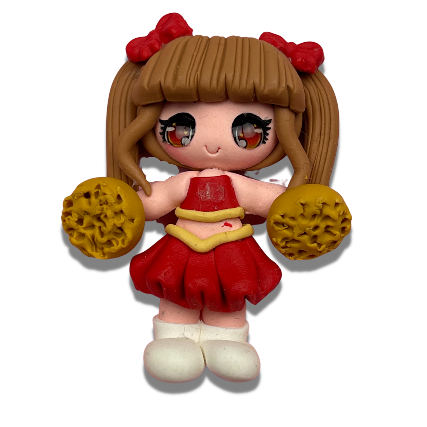 SP20: Red &amp; Gold Football Cheerleader Clay Bow Center