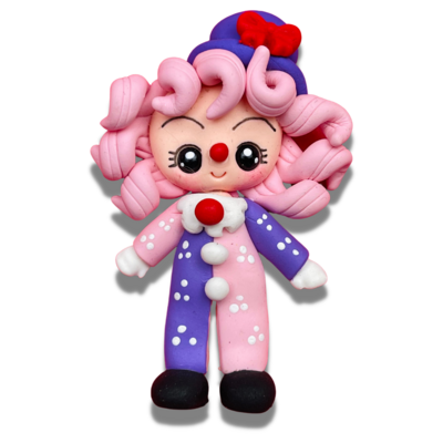 CW17: Pink Pastel Clown Polymer Clay Bow Center DIY