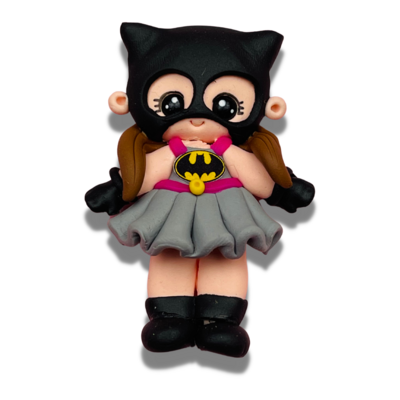 SUP16: Baby Batgirl Inspired Polymer Clay Bow Charm