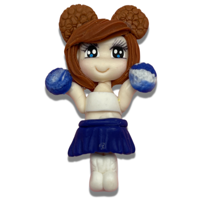 SP54: Blue &amp; White Cheerleader Clay Bow Center
