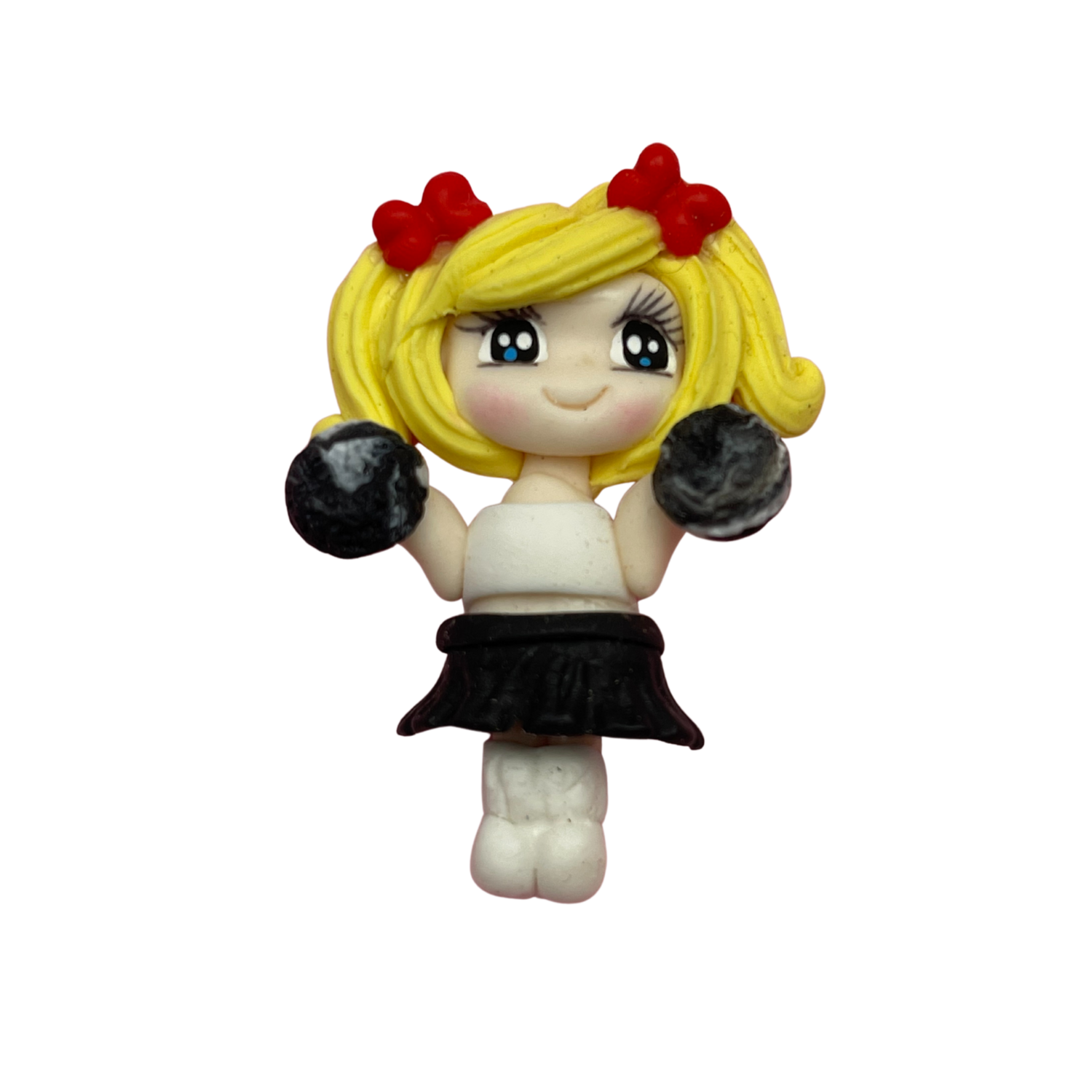 SP56: Black &amp; White Cheerleader Clay Bow Center