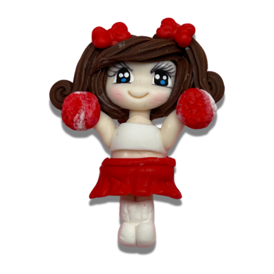 SP55: Red &amp; White Cheerleader Clay Bow Center