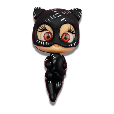 BE13: Bat Woman Polymer Clay Big Eyes Bow Center