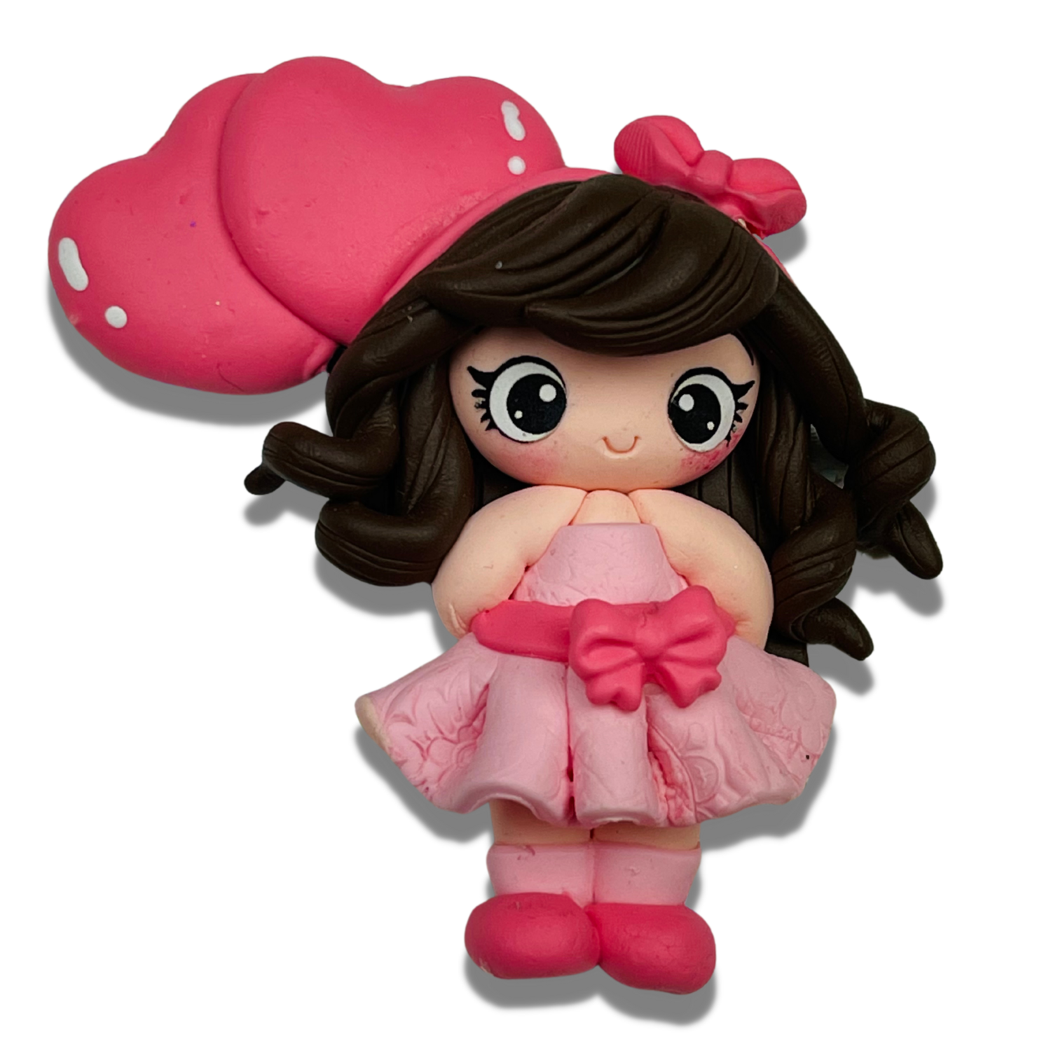 CB11: Pink Dress Party Girl Polymer Clay Embellishments