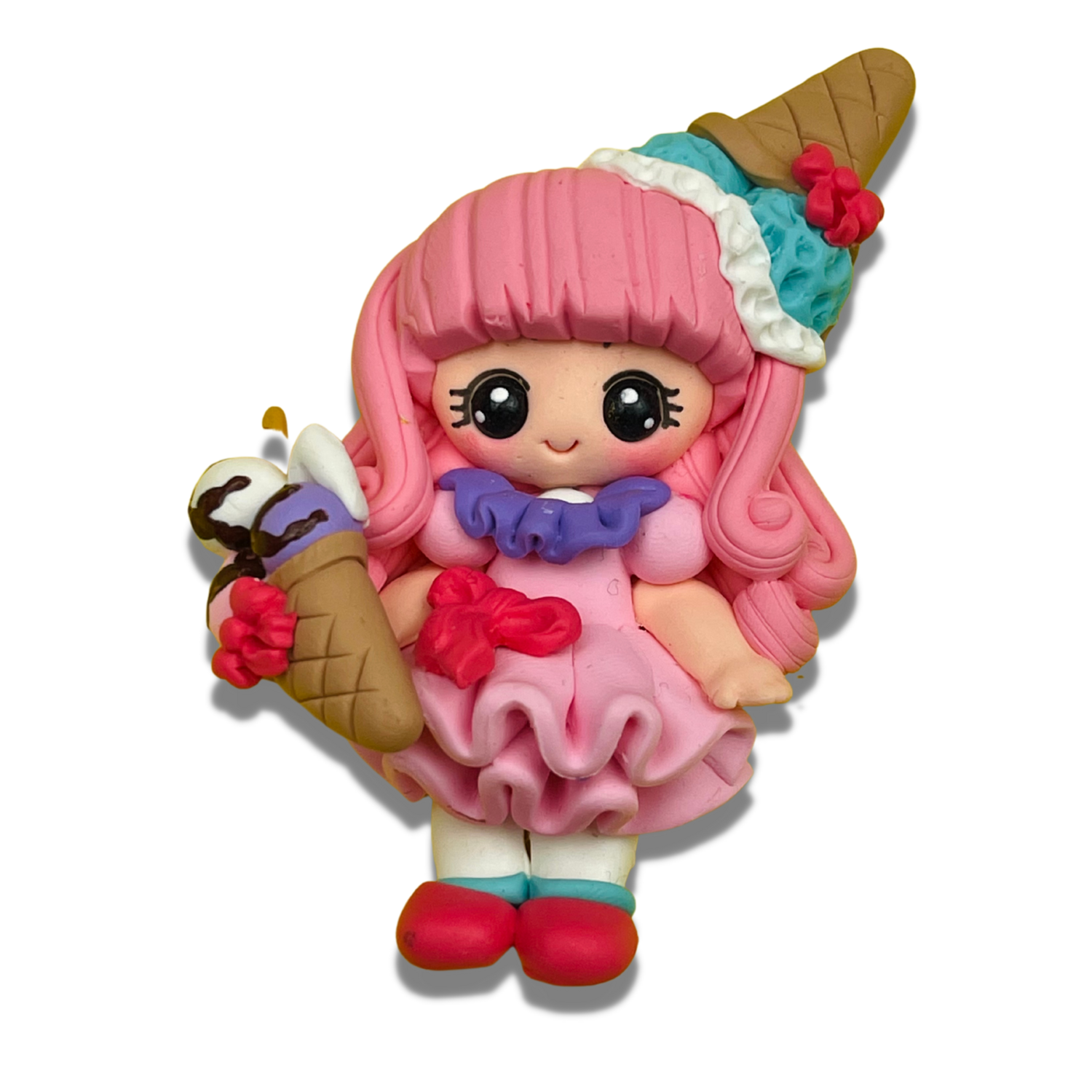 CB20: Girl with Ice-Cream Cone Polymer Clay Embellishments