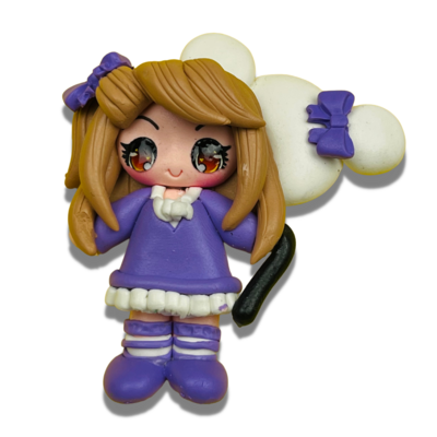 CB17: Purple Dress Party Girl Polymer Clay Embellishments