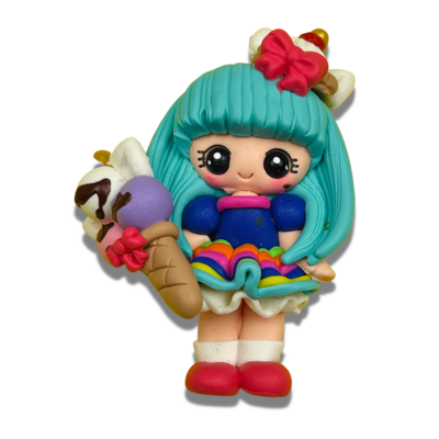 CB19: Girl with Ice-Cream Cone Polymer Clay Embellishments