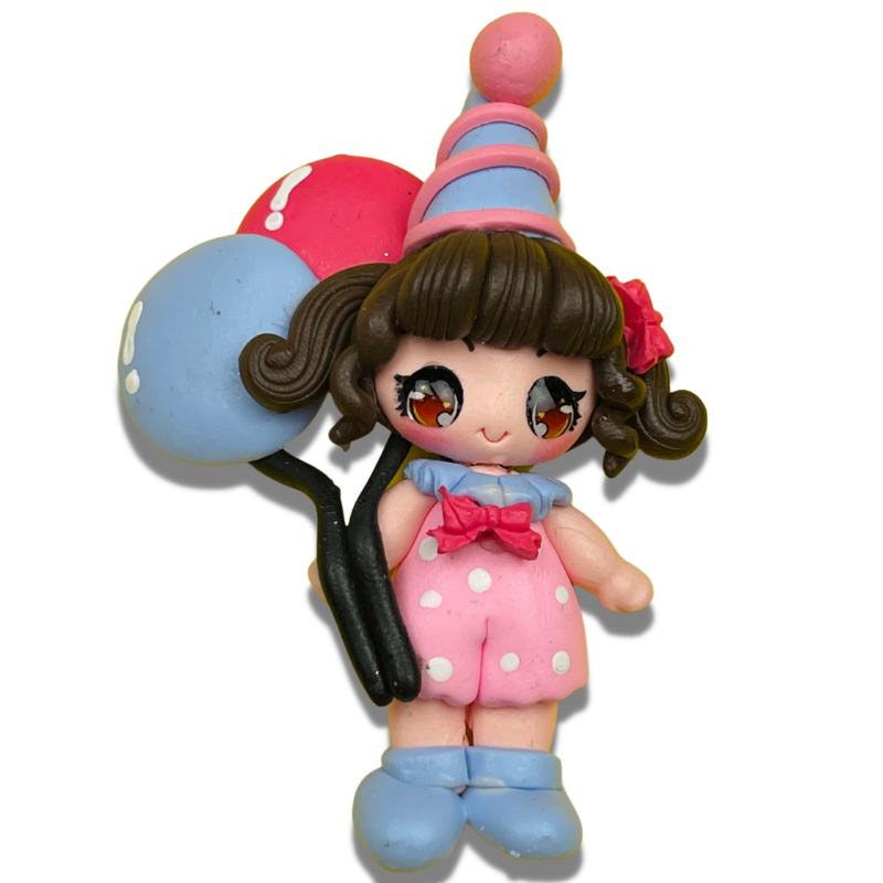 CB13: Polka Dot Party Girl Polymer Clay Embellishments