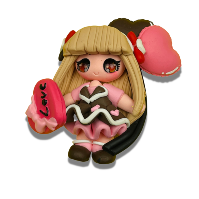 CB23: Balloons &amp; Candy Party Girl Polymer Clay Embellishments