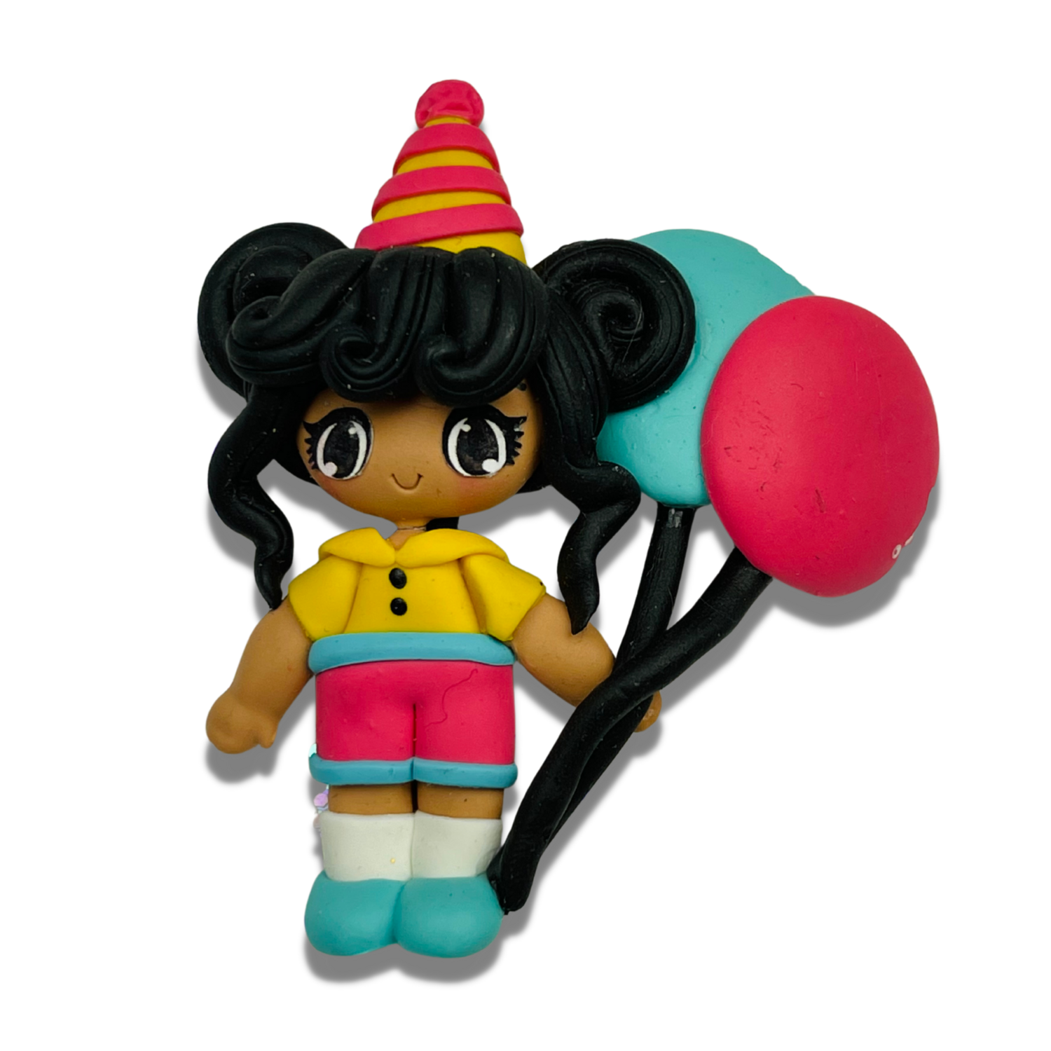 CB24: Striped hat Party Girl Polymer Clay Bow Embellishments