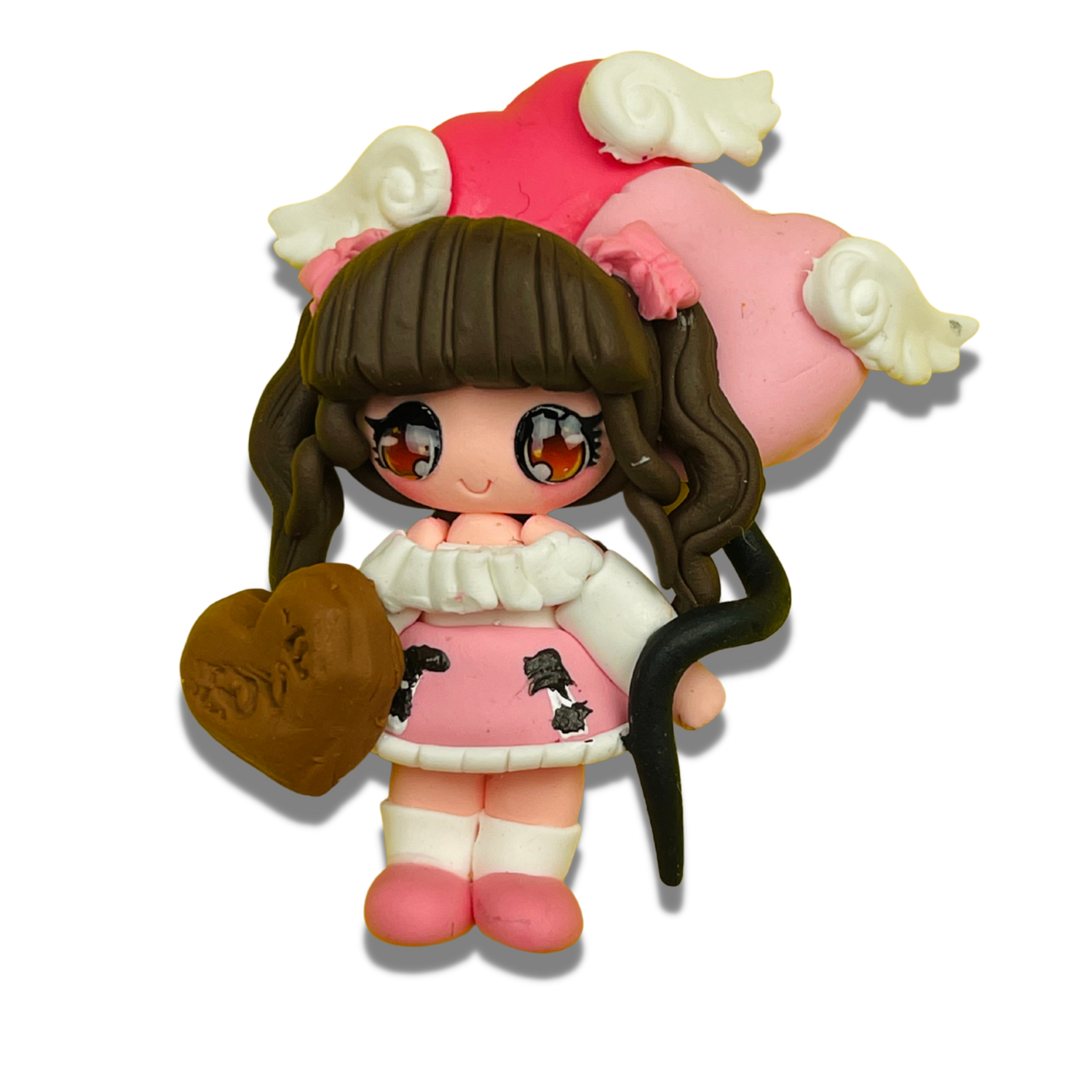 CB25: Brown Eyes Party Girl Polymer Clay Bow Embellishments