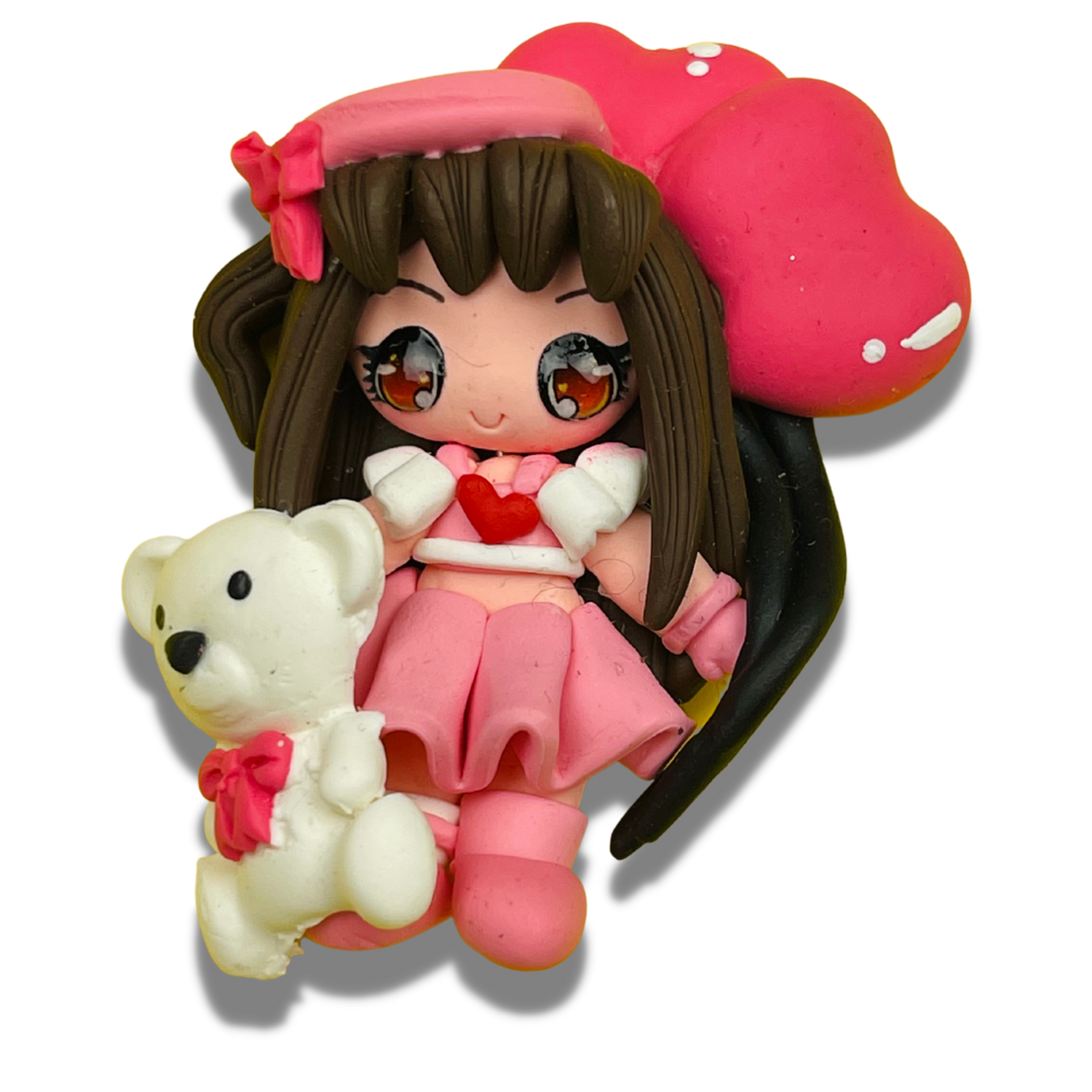 CB26: Girl &amp; Teddy Bear Polymer Clay Embellishments