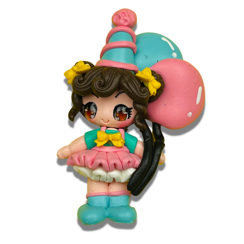 CB28: Pink Pastel Party Girl Polymer Clay Embellishments