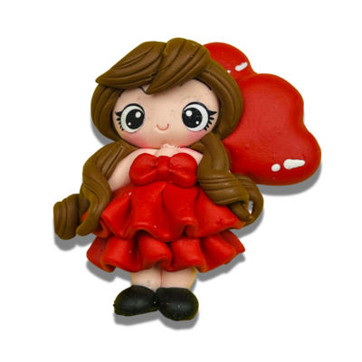 CB18: Red Dress Party Girl Polymer Clay Embellishments