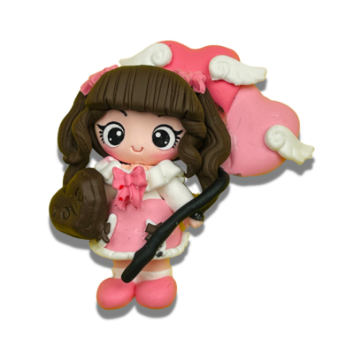 CB27: Girl with Chocolate Heart Polymer Clay Embellishments
