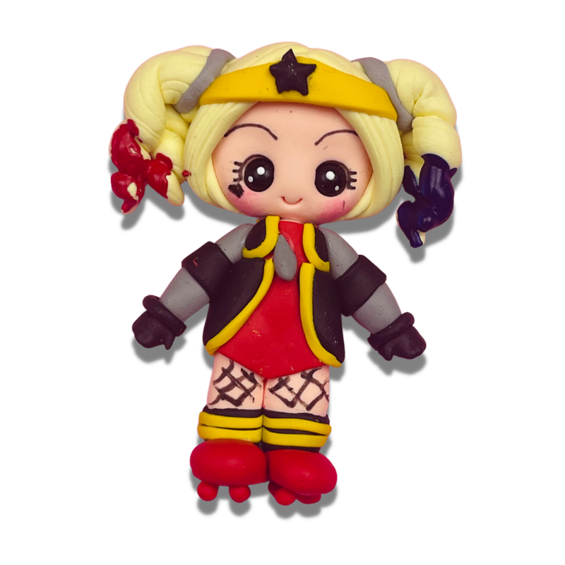 HQ11: Harley Quinn Inspired Polymer Clay HairBow Center DIY