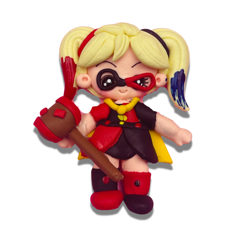 HQ12: Harley Quinn Inspired Polymer Clay HairBow Center DIY