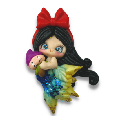 LJM12: Snow White Inspired Polymer Clay Mermaid Kawaii