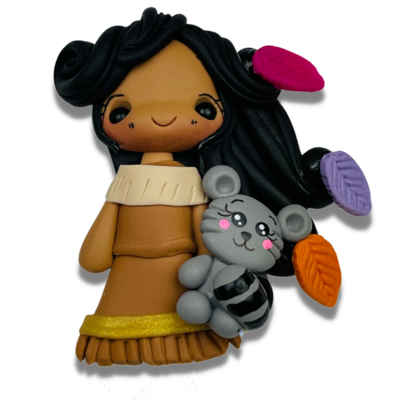 PO10: Polymer Clay Hair Bow Center Pocahontas