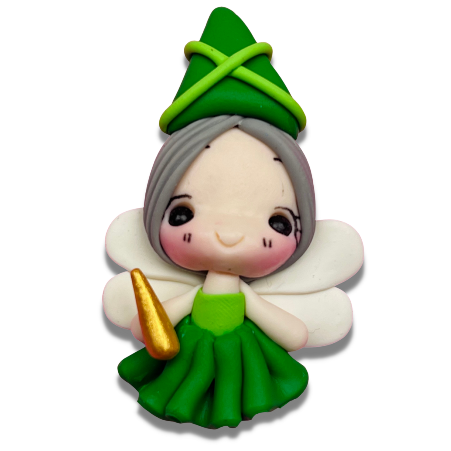 FGM10: Green Fairy Godmother Clay Bow Centers