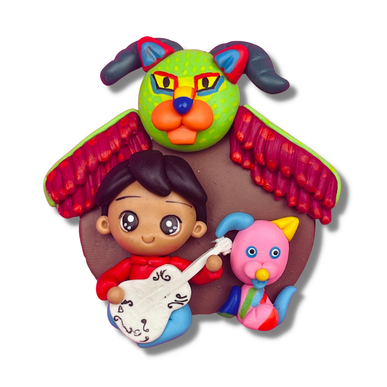 FC27: Painted  Eyes Handmade Clay Bow Center