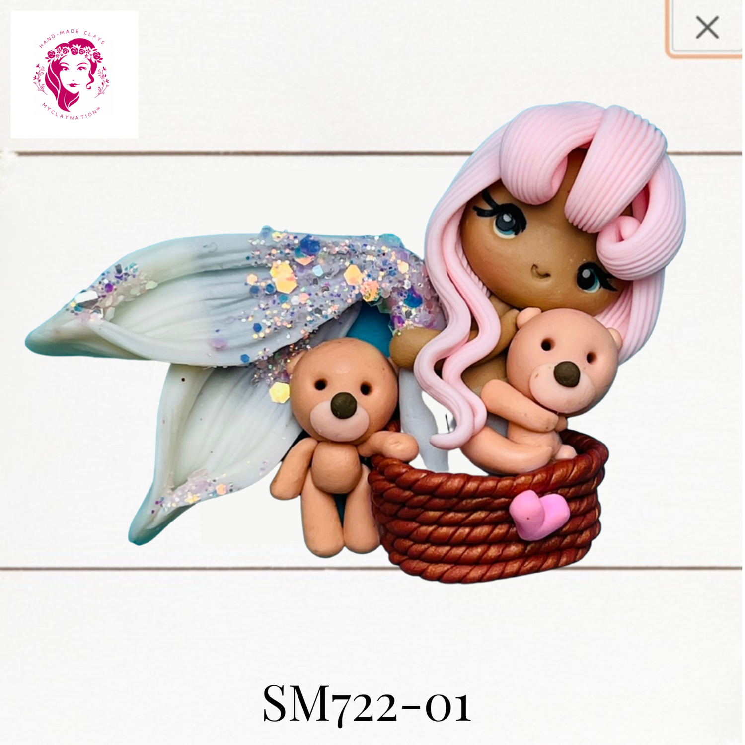 SM722-01: Summer Mermaid Clay Bow Center