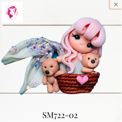 SM722-02: Summer Mermaid Clay Bow Center