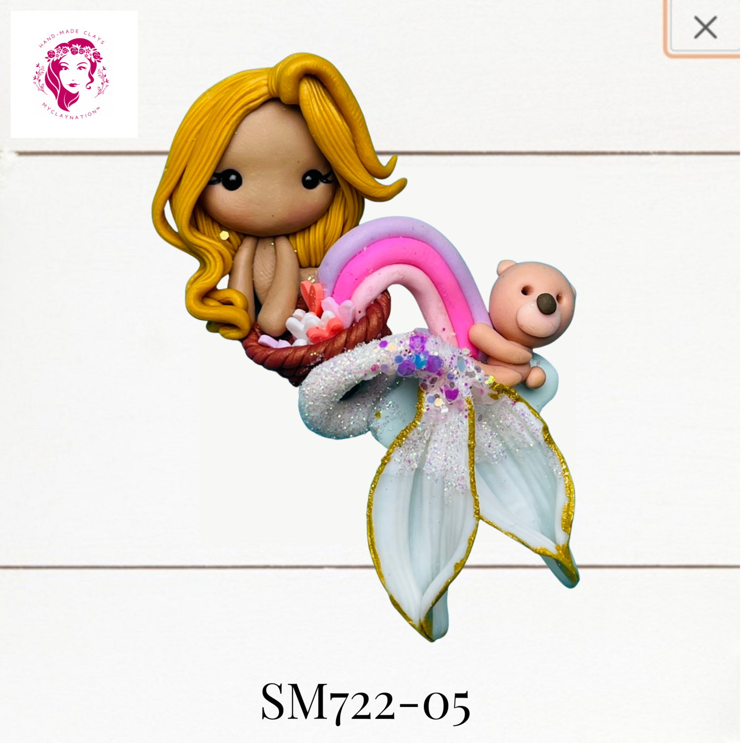 SM722-05: Summer Mermaid Clay Bow Center